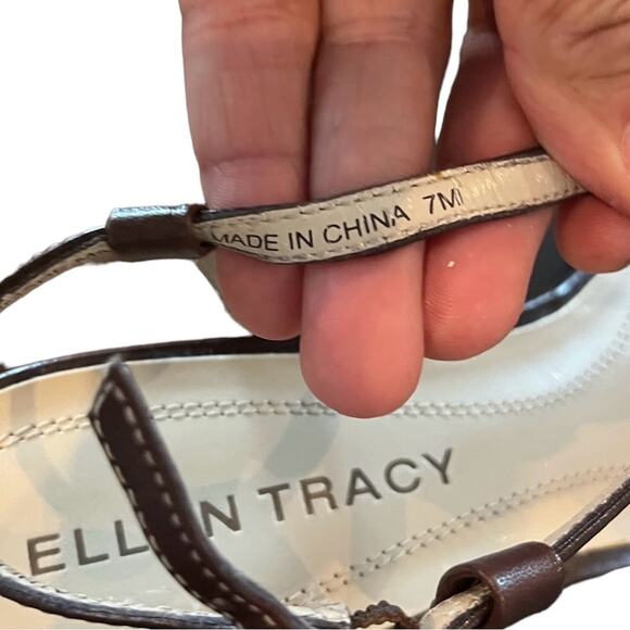 NEW Ellen Tracy Brown Strappy Jeweled Open Toe Wedge Sandal Size 7 Beachy Boho - Picture 6 of 11